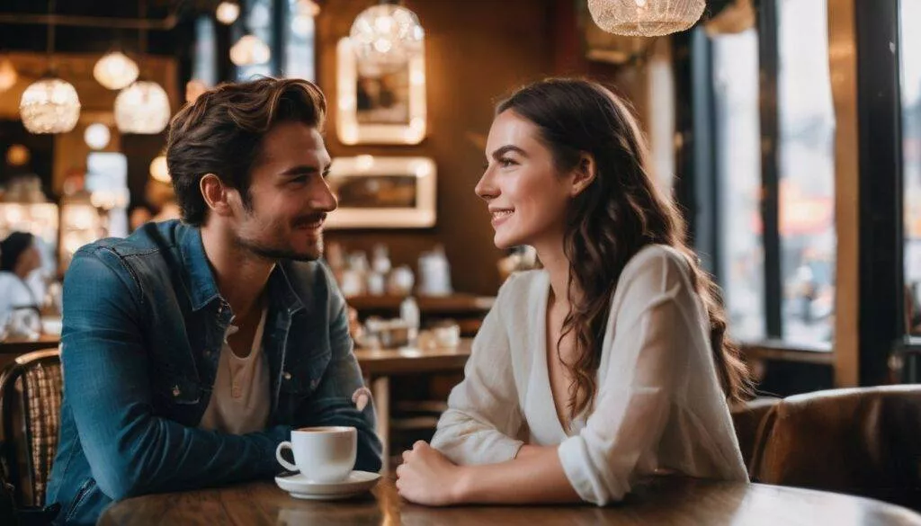 man and woman on a coffee date