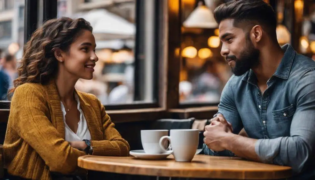 man and woman spending quality time over coffee