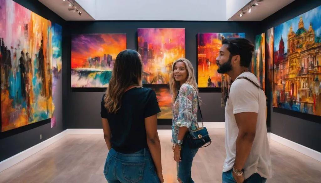 a group of friends in a museum