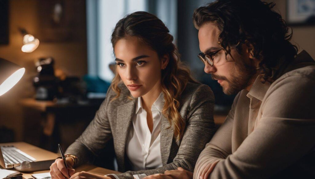 Enneagram 5 and ESFJ Compatibility 3 man and woman using a laptop