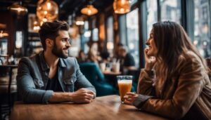 INTJ vs ESFJ 1 two people hanging out in a cafe